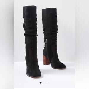 Splendid Gladis Scrunch Knee High Slouch Square Toe Suede Boots Black 8